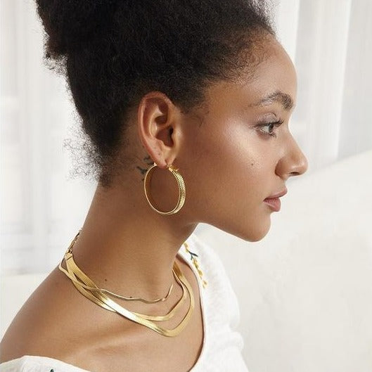 Alecia Herringbone Hoops